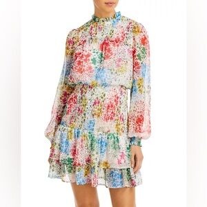 Aqua Bloomingdale’s floral smocked mini dress